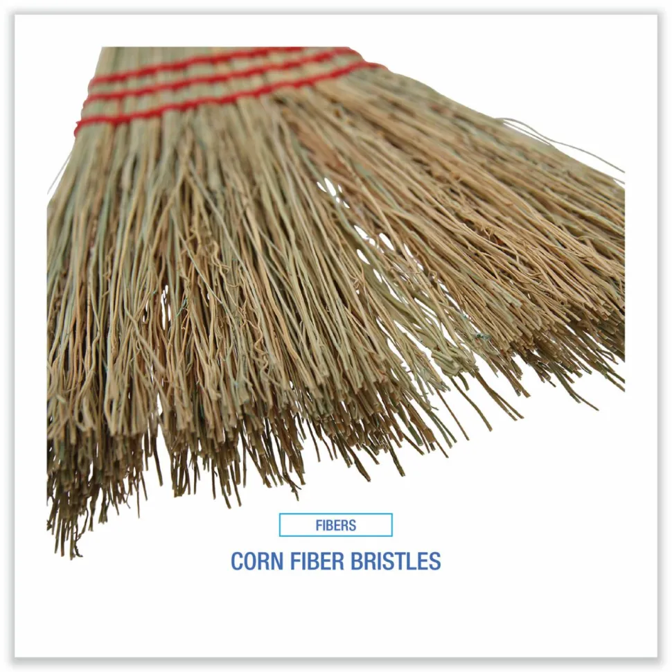 Boardwalk Corn Fiber Lobby/Toy Broom, Corn Fiber Bristles, 39" Overall Length, Red