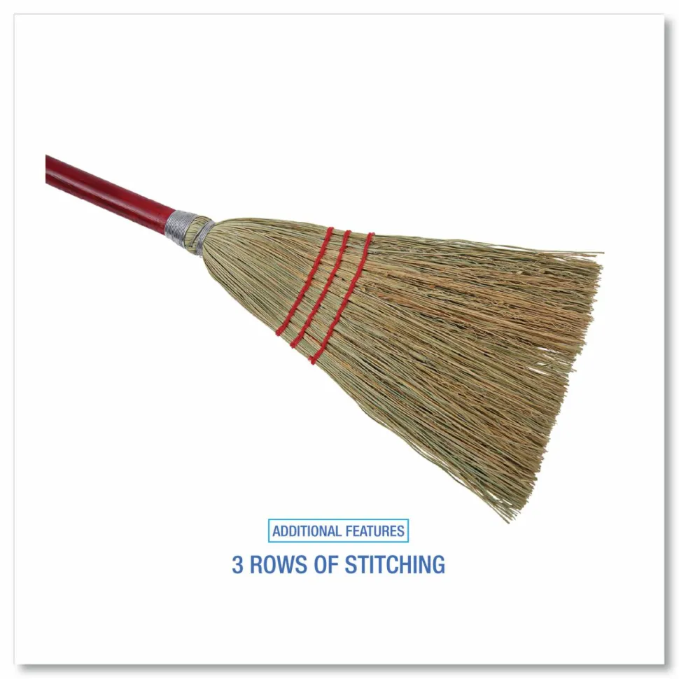 Boardwalk Corn Fiber Lobby/Toy Broom, Corn Fiber Bristles, 39" Overall Length, Red