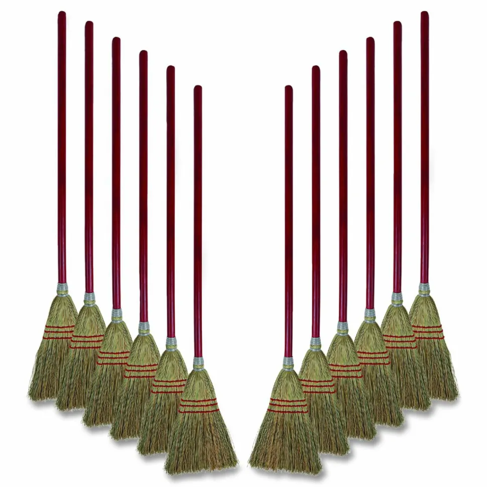 Boardwalk Corn Fiber Lobby/Toy Broom, Corn Fiber Bristles, 39" Overall Length, Red, 12/Carton