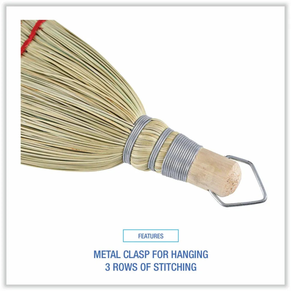 Boardwalk Corn Whisk Broom, Corn Fiber Bristles, 9" Bristle Length, Yellow, 12/Carton