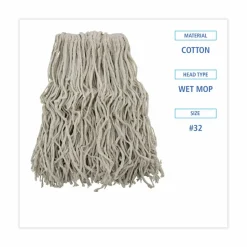 Boardwalk Cotton Mop Head, Cut-End, #32, White, 12/Carton