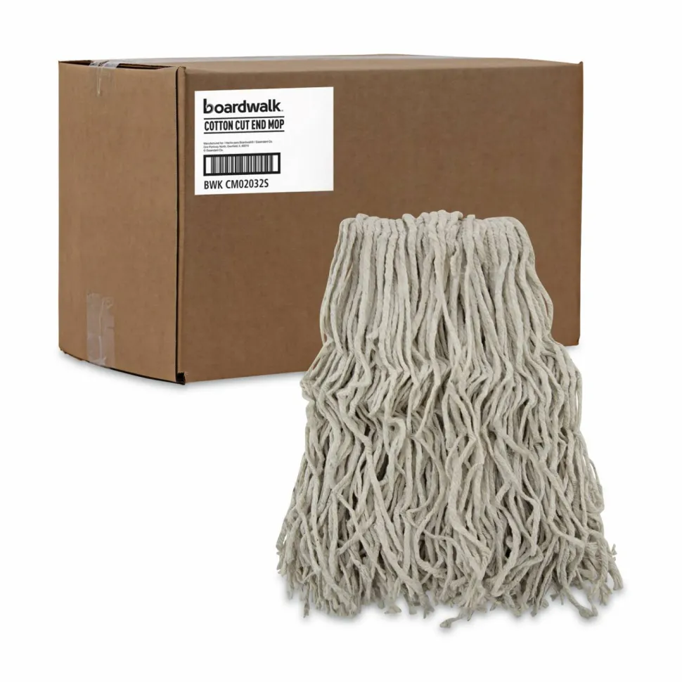 Boardwalk Cotton Mop Head, Cut-End, #32, White, 12/Carton