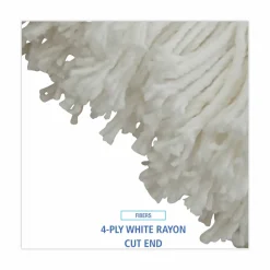 Boardwalk Cut-End Lie-Flat Wet Mop Head, Rayon, 16oz, White, 12/Carton