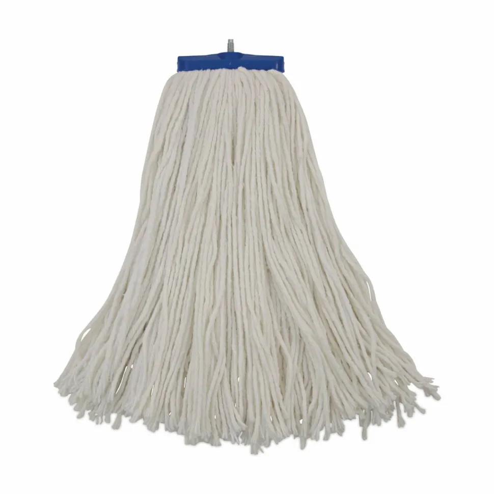 Boardwalk Cut-End Lie-Flat Wet Mop Head, Rayon, 16oz, White, 12/Carton