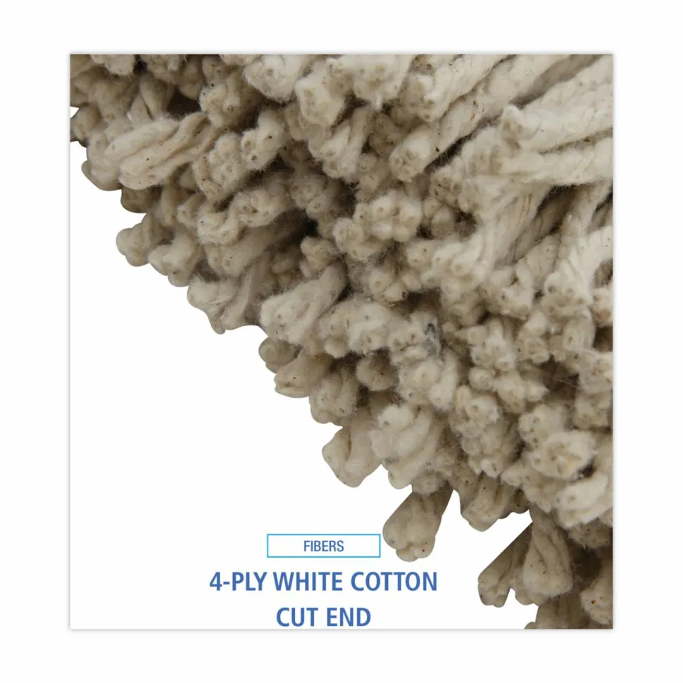 Boardwalk Cut-End Lie-Flat Wet Mop Head, Cotton, 16oz, White