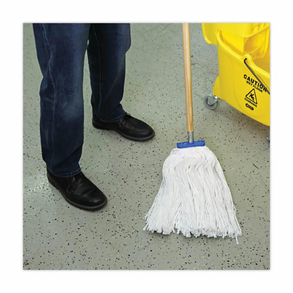Boardwalk Cut-End Lie-Flat Wet Mop Head, Rayon, 24oz, White, 12/Carton