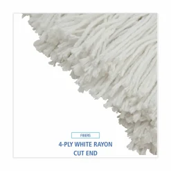 Boardwalk Cut-End Lie-Flat Wet Mop Head, Rayon, 24oz, White, 12/Carton