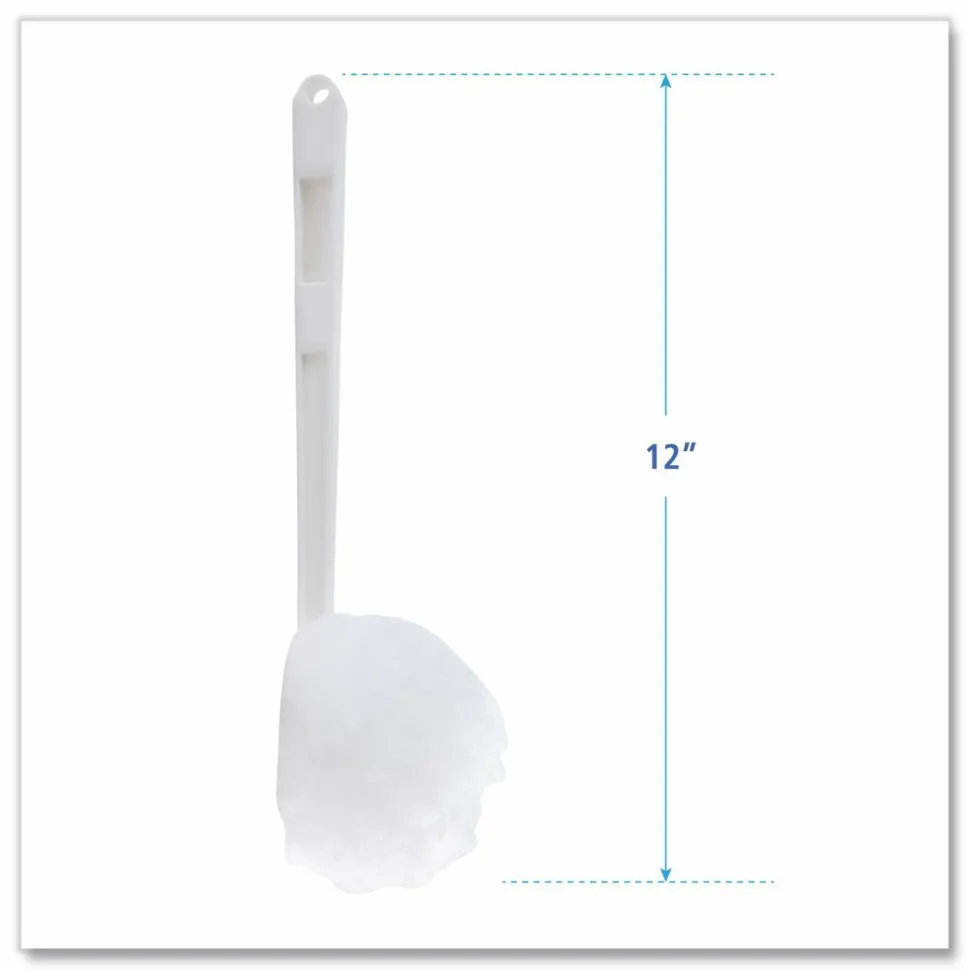 Boardwalk Deluxe Toilet Bowl Mop, 12" Handle, 2" Mop Head, White, 25/Carton
