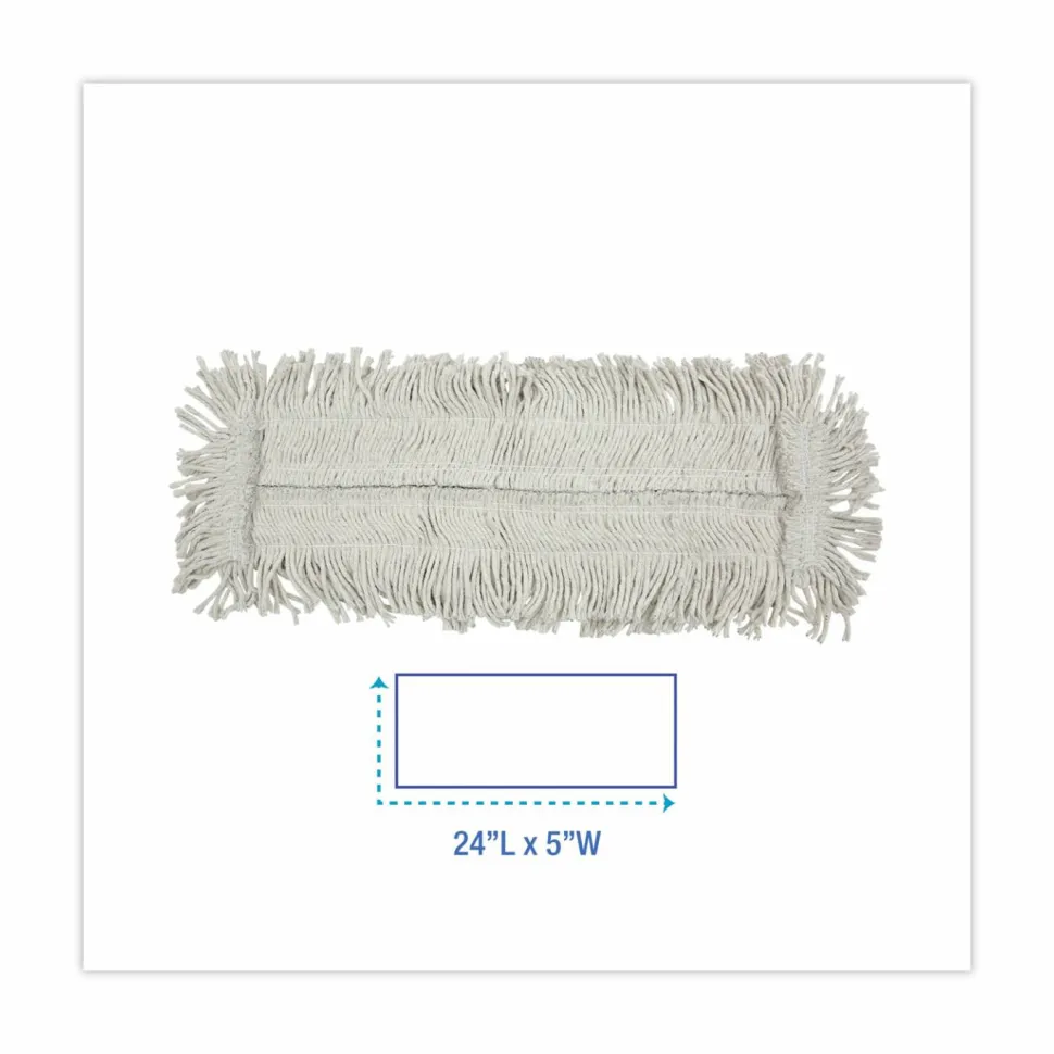 Boardwalk Disposable Cut End Dust Mop Head, Cotton/Synthetic, 24 x 5, White
