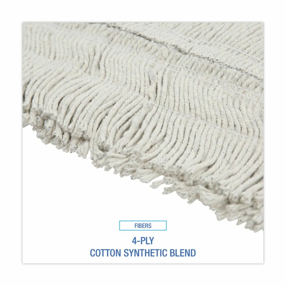 Boardwalk Disposable Dust Mop Head w/Sewn Center Fringe, Cotton/Synthetic, 36 x 5, White
