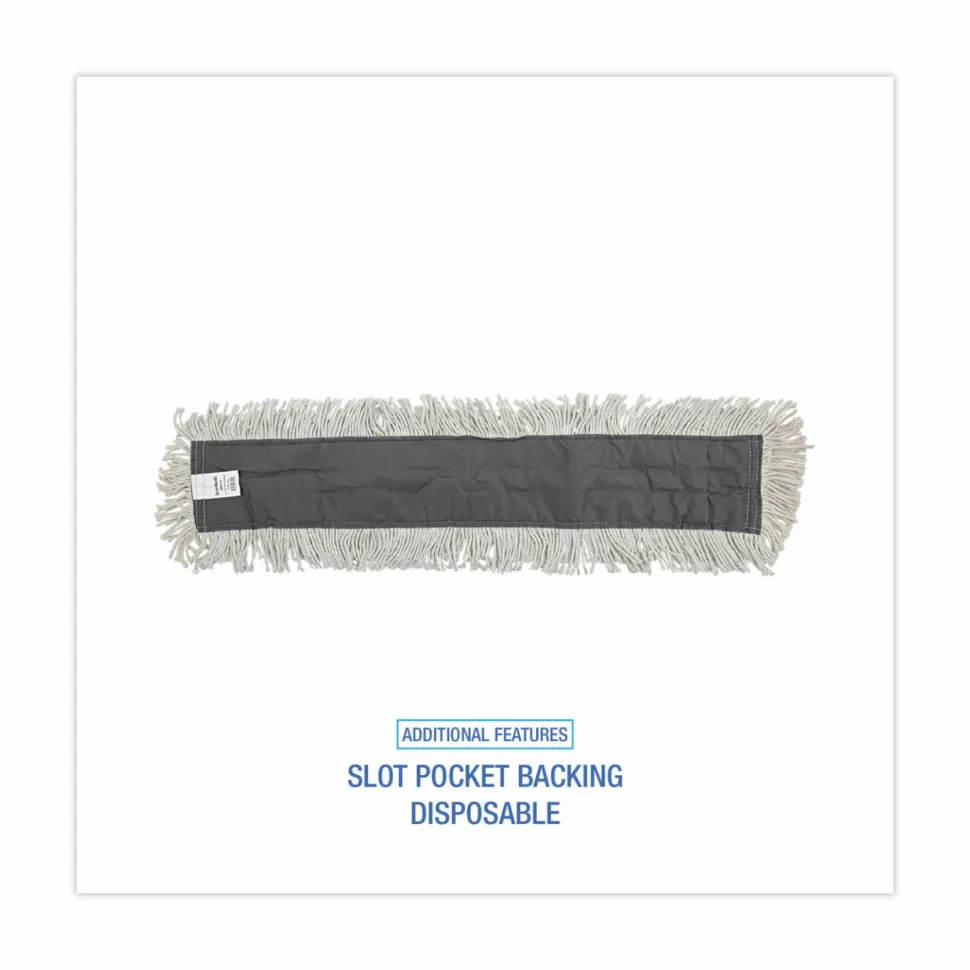 Boardwalk Disposable Dust Mop Head w/Sewn Center Fringe, Cotton/Synthetic, 36 x 5, White