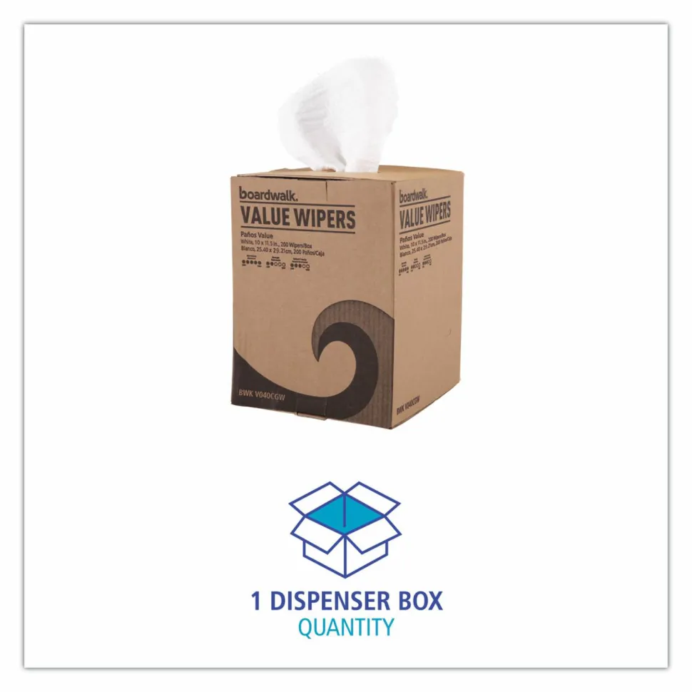 Boardwalk DRC Wipers, Centerpull, 10 x 11.5, White, 200/Carton