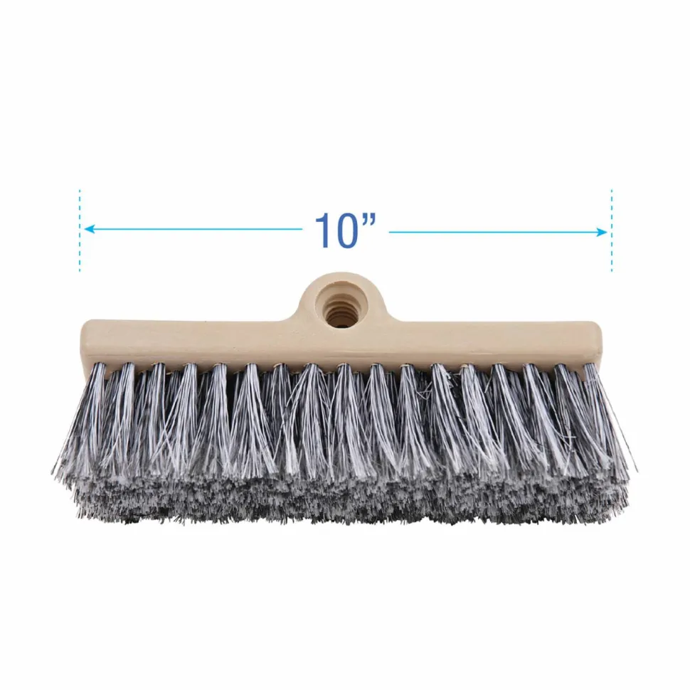 Boardwalk Dual-Surface Vehicle Brush, Black Polypropylene Bristles, 10" Brush, Brown Plastic Handle