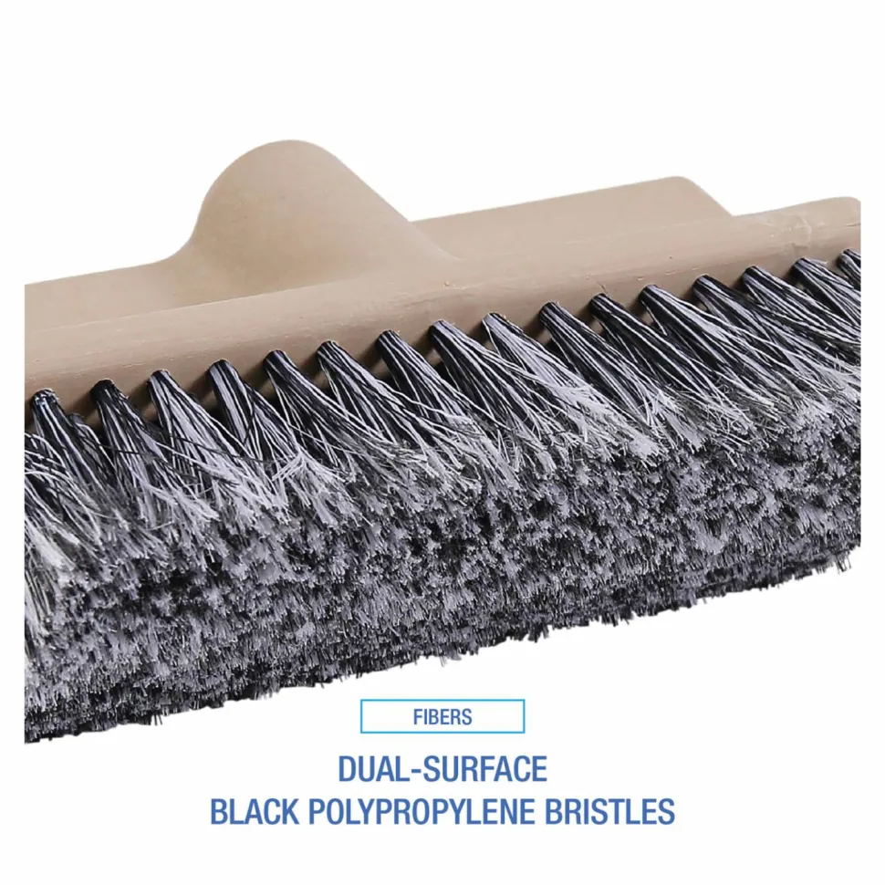 Boardwalk Dual-Surface Vehicle Brush, Black Polypropylene Bristles, 10" Brush, Brown Plastic Handle