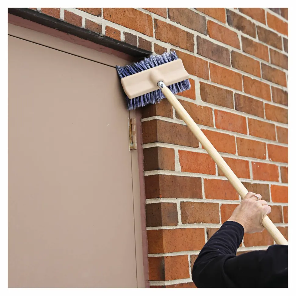 Boardwalk Dual-Surface Vehicle Brush, Black Polypropylene Bristles, 10" Brush, Brown Plastic Handle