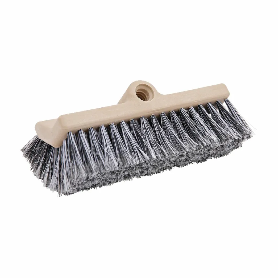 Boardwalk Dual-Surface Vehicle Brush, Black Polypropylene Bristles, 10" Brush, Brown Plastic Handle