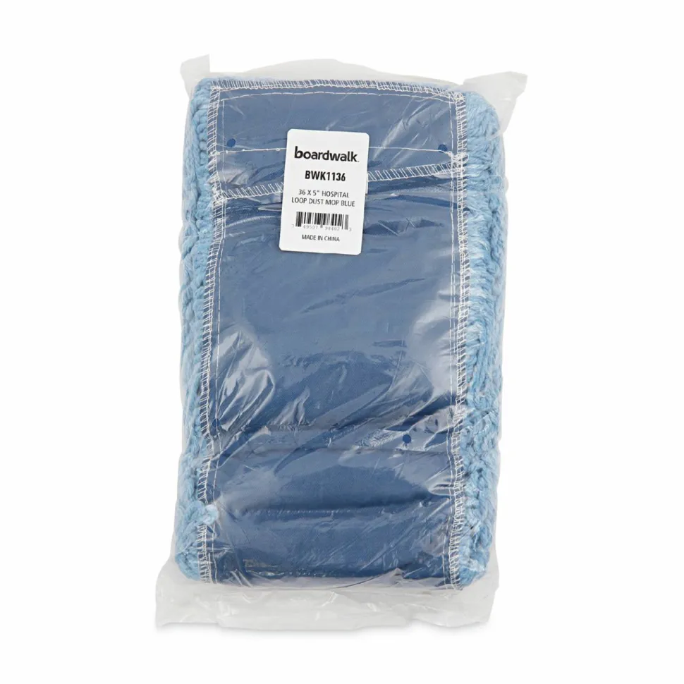 Boardwalk Dust Mop Head, Cotton/Synthetic Blend, 36 x 5, Looped-End, Blue