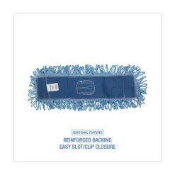 Boardwalk Dust Mop Head, Looped-End, Cotton/Synthetic Fibers, 24 x 5, Blue