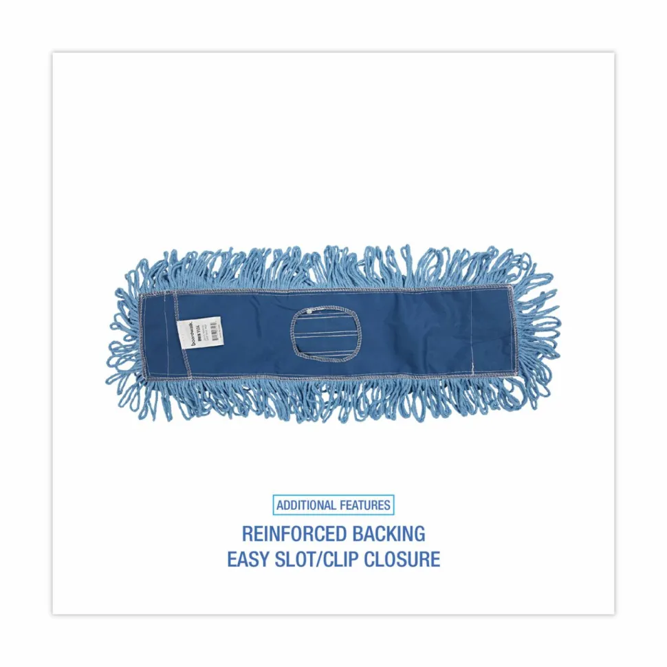 Boardwalk Dust Mop Head, Looped-End, Cotton/Synthetic Fibers, 24 x 5, Blue