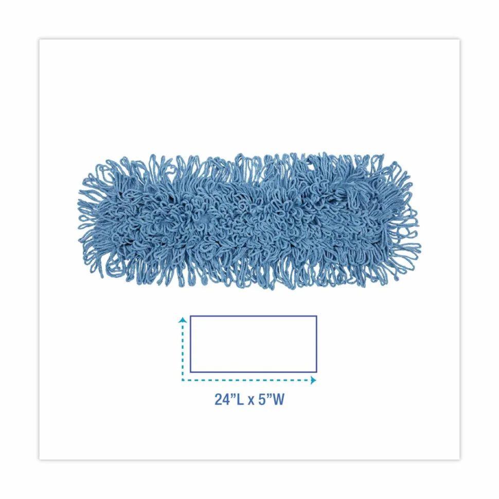 Boardwalk Dust Mop Head, Looped-End, Cotton/Synthetic Fibers, 24 x 5, Blue