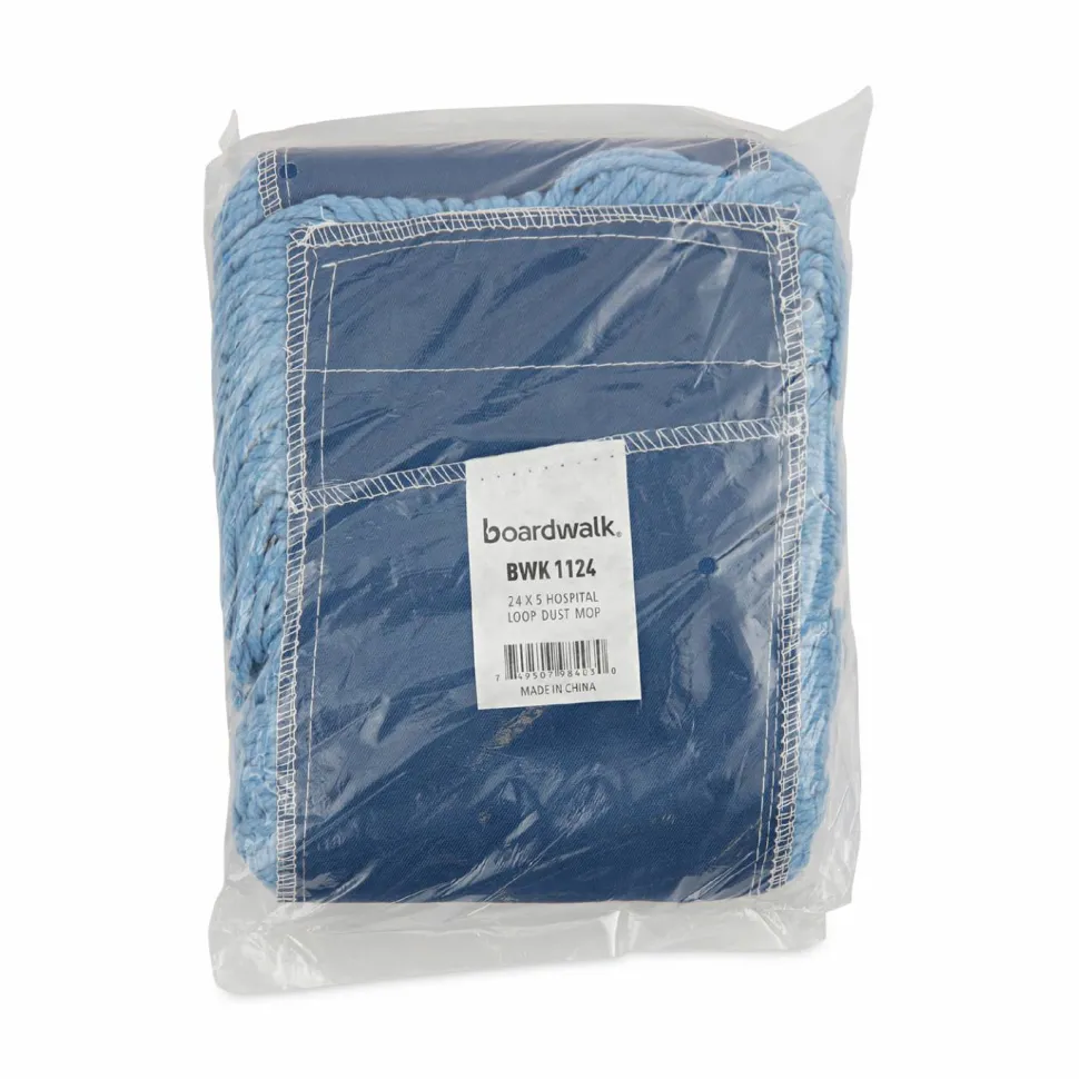 Boardwalk Dust Mop Head, Looped-End, Cotton/Synthetic Fibers, 24 x 5, Blue