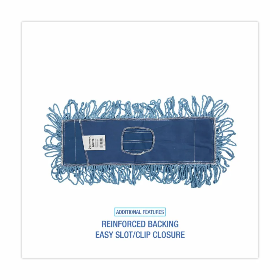 Boardwalk Dust Mop Head, Looped-End, Cotton/Synthetic Fibers, 18 x 5, Blue