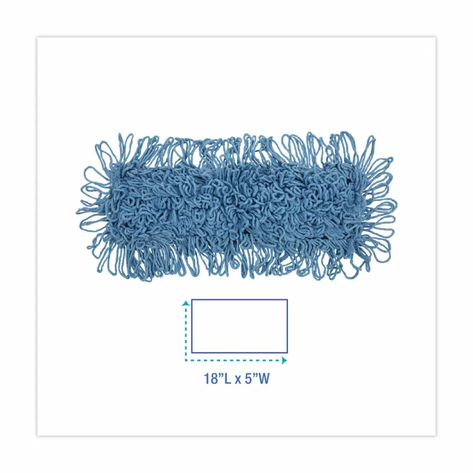 Boardwalk Dust Mop Head, Looped-End, Cotton/Synthetic Fibers, 18 x 5, Blue