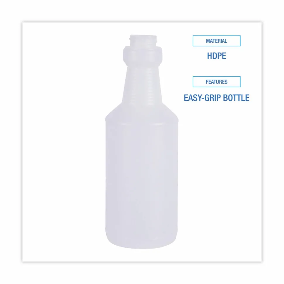 Boardwalk Easy-Grip Plastic Spray Bottle, 16 oz, Clear, 24/Carton