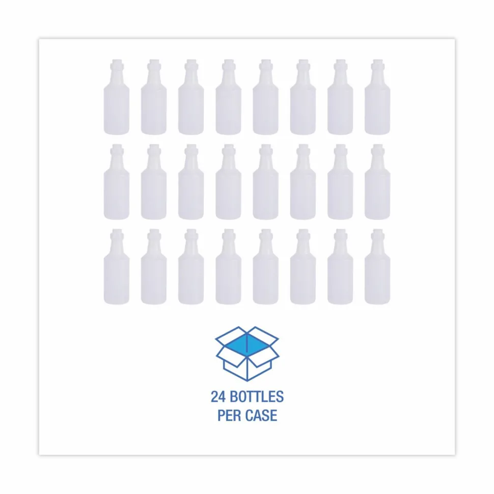 Boardwalk Easy-Grip Plastic Spray Bottle, 16 oz, Clear, 24/Carton