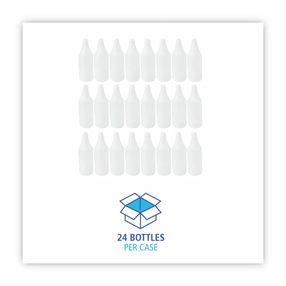 Boardwalk Embossed Plastic Spray Bottle, 32 oz, Clear, 24/Carton
