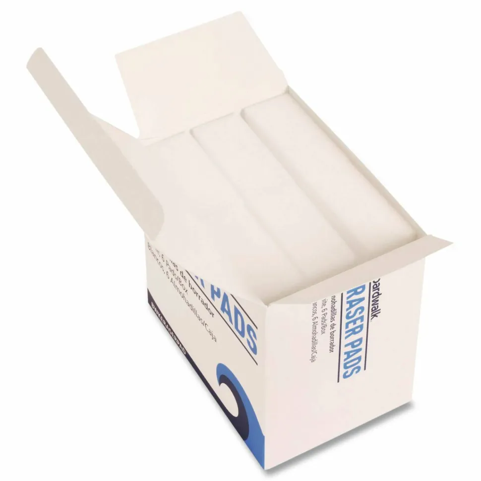 Boardwalk Eraser Pads, 2.5 x 4.5, 1" Thick, White, 6 Pads/Pack, 6 Packs/Carton