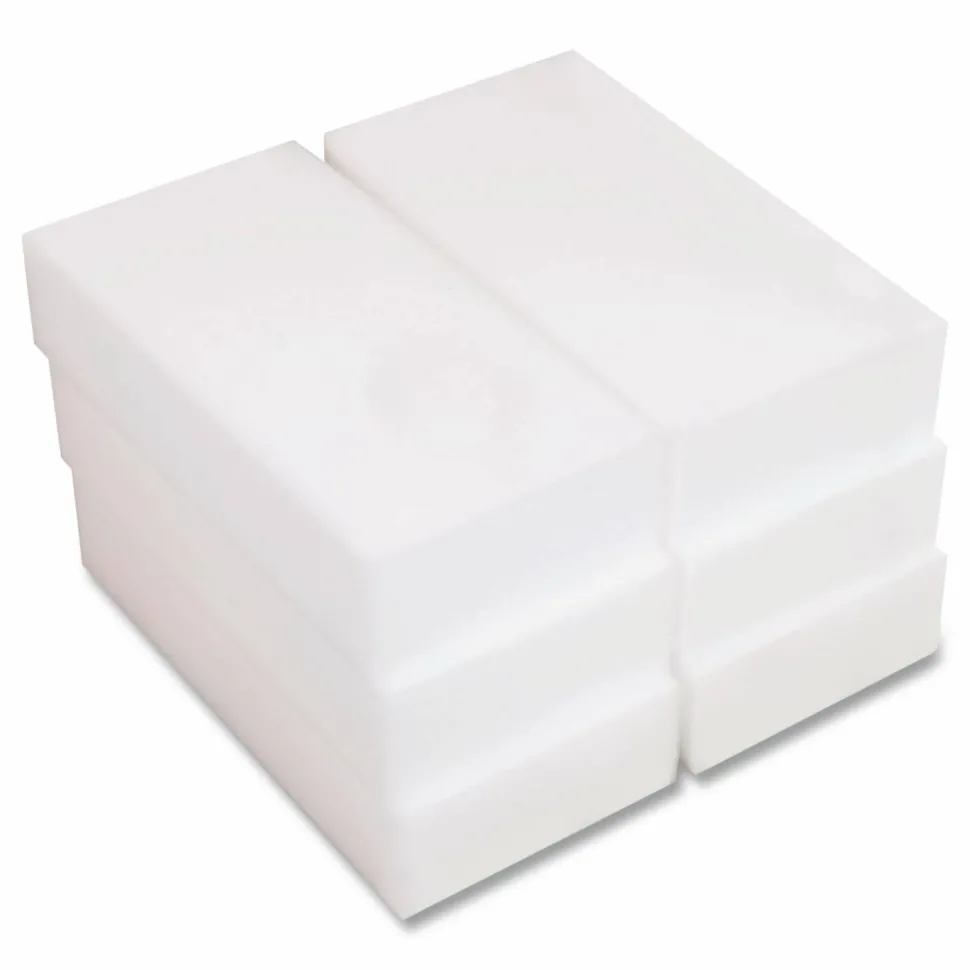Boardwalk Eraser Pads, 2.5 x 4.5, 1" Thick, White, 6 Pads/Pack, 6 Packs/Carton
