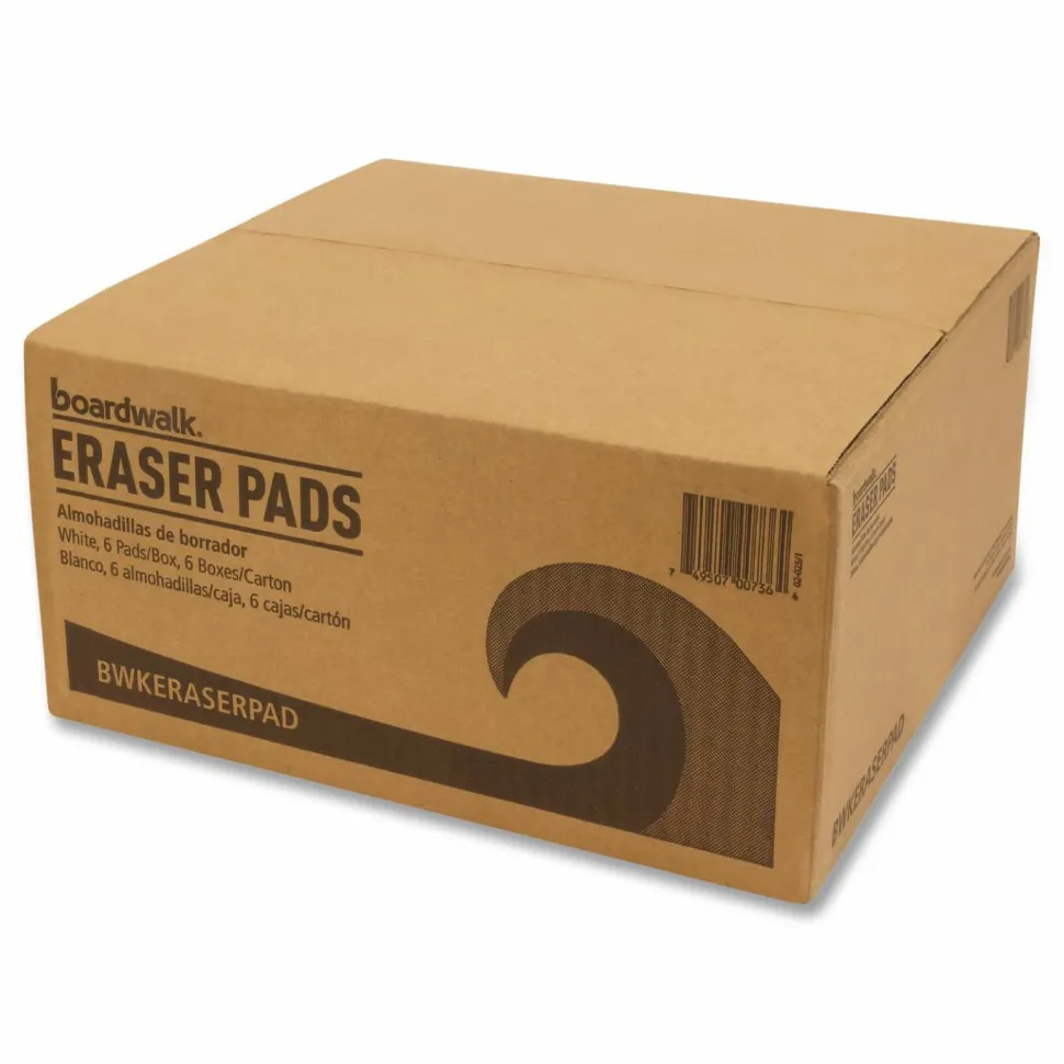 Boardwalk Eraser Pads, 2.5 x 4.5, 1" Thick, White, 6 Pads/Pack, 6 Packs/Carton