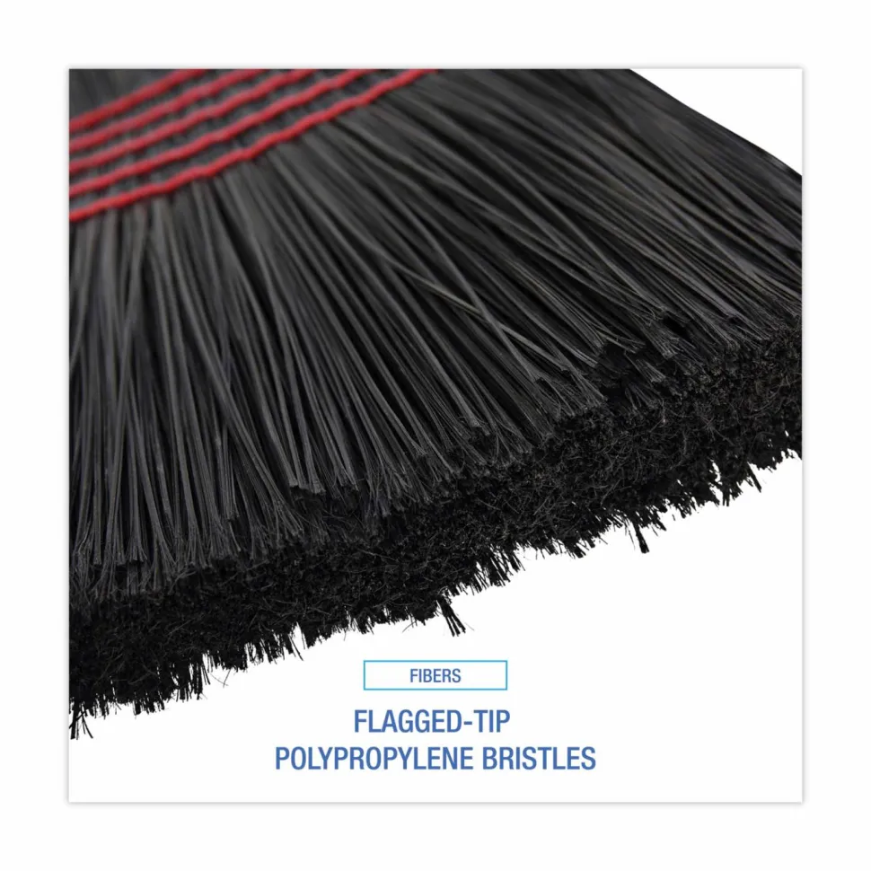 Boardwalk Flagged Tip Poly Bristle Janitor Brooms, 10 x 58.5, Wood Handle, Natural/Black, 12/Carton