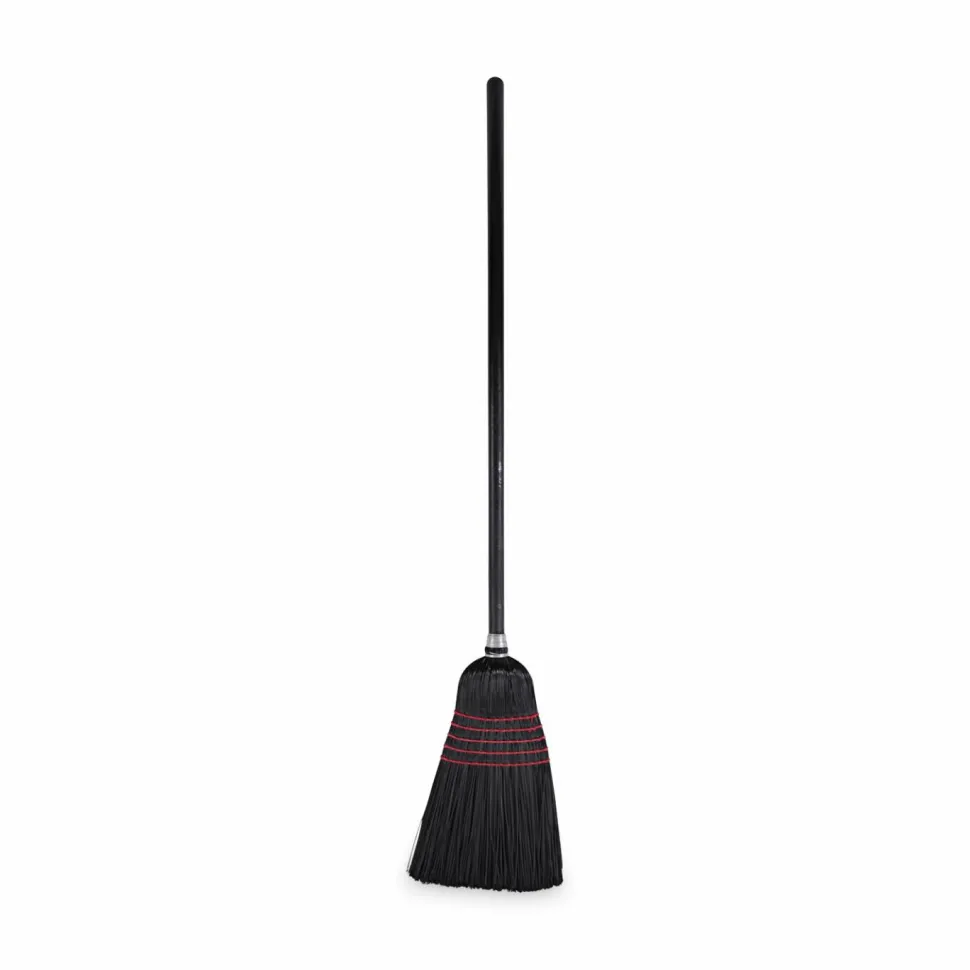 Boardwalk Flagged Tip Poly Bristle Janitor Brooms, 10 x 58.5, Wood Handle, Natural/Black, 12/Carton