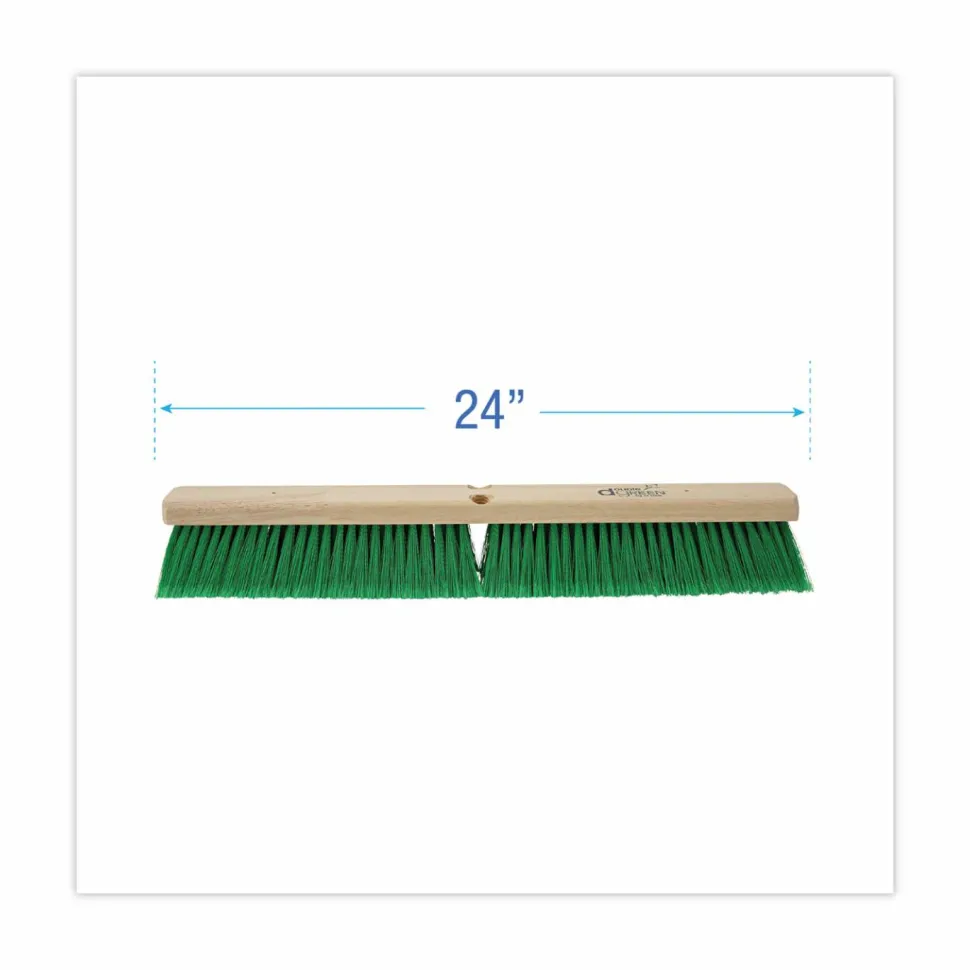 Boardwalk Floor Broom Head, 3" Green Flagged Recycled PET Plastic Bristles, 24" Brush
