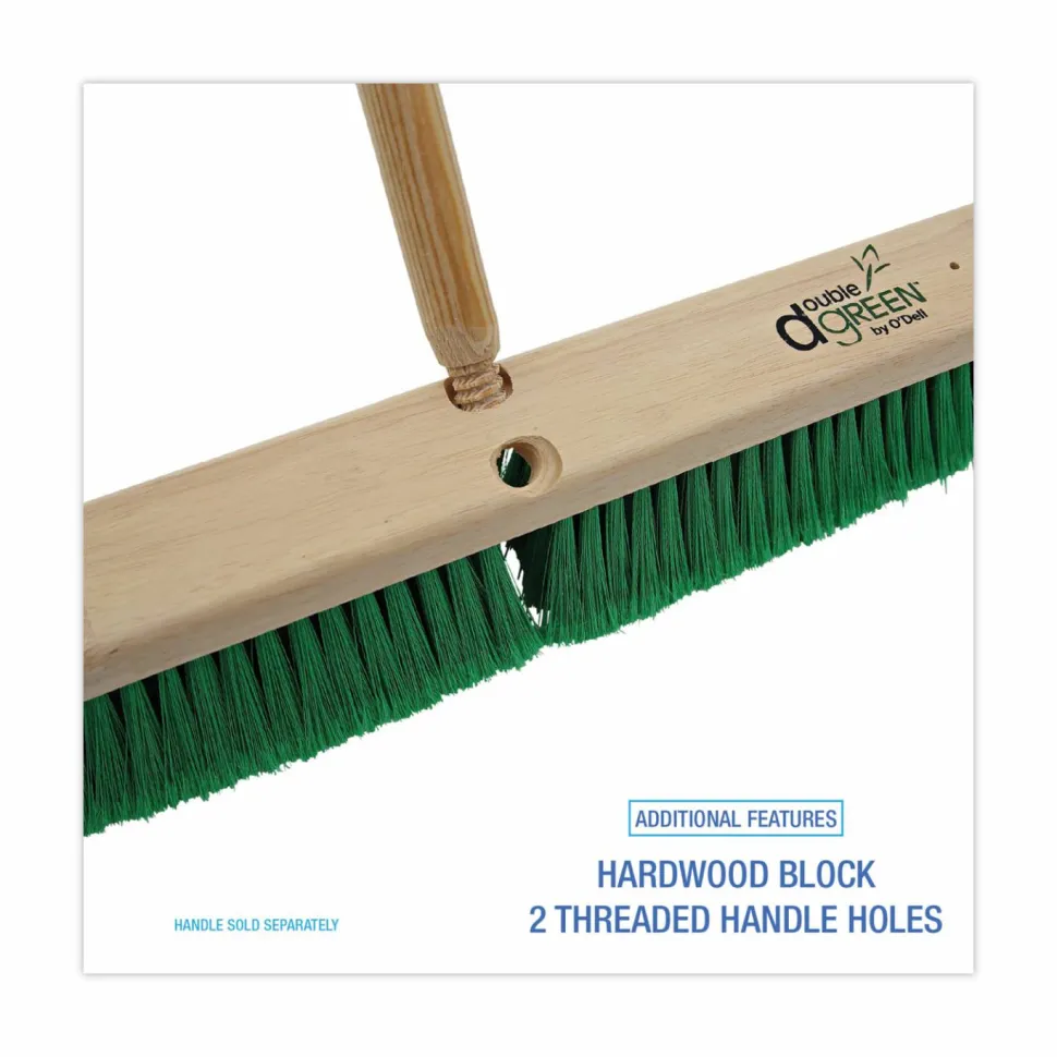 Boardwalk Floor Broom Head, 3" Green Flagged Recycled PET Plastic Bristles, 24" Brush