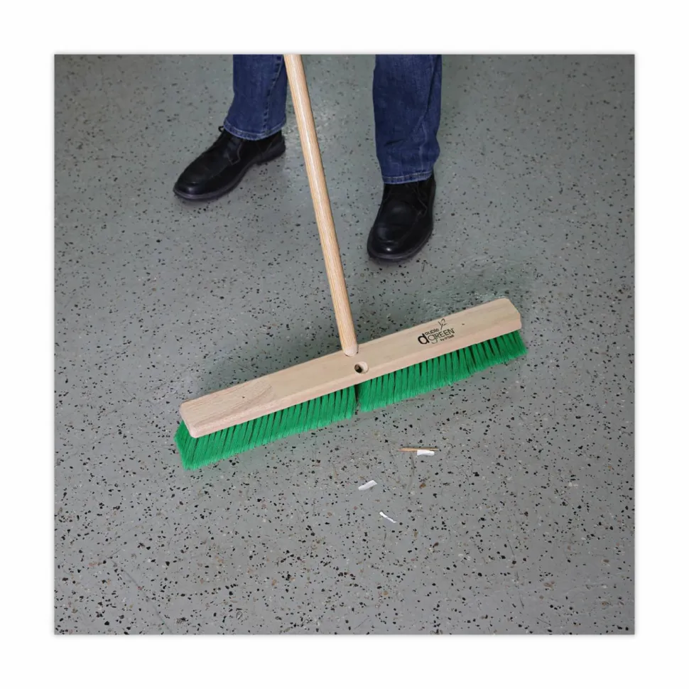 Boardwalk Floor Broom Head, 3" Green Flagged Recycled PET Plastic Bristles, 24" Brush
