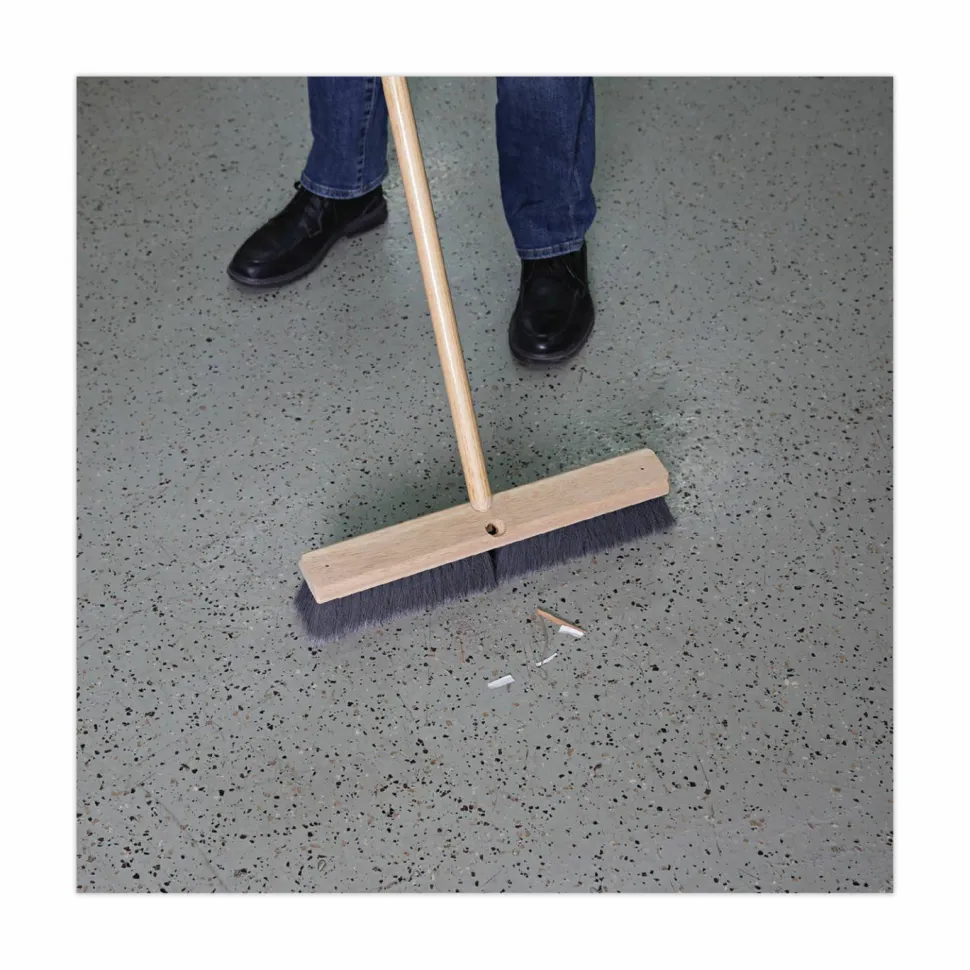 Boardwalk Floor Brush Head, 3" Gray Flagged Polypropylene Bristles, 18" Brush