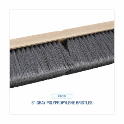 Boardwalk Floor Brush Head, 3" Gray Flagged Polypropylene Bristles, 18" Brush