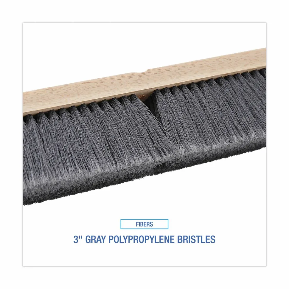 Boardwalk Floor Brush Head, 3" Gray Flagged Polypropylene Bristles, 18" Brush
