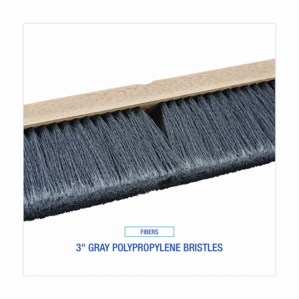 Boardwalk Floor Brush Head, 3" Gray Flagged Polypropylene Bristles, 36" Brush