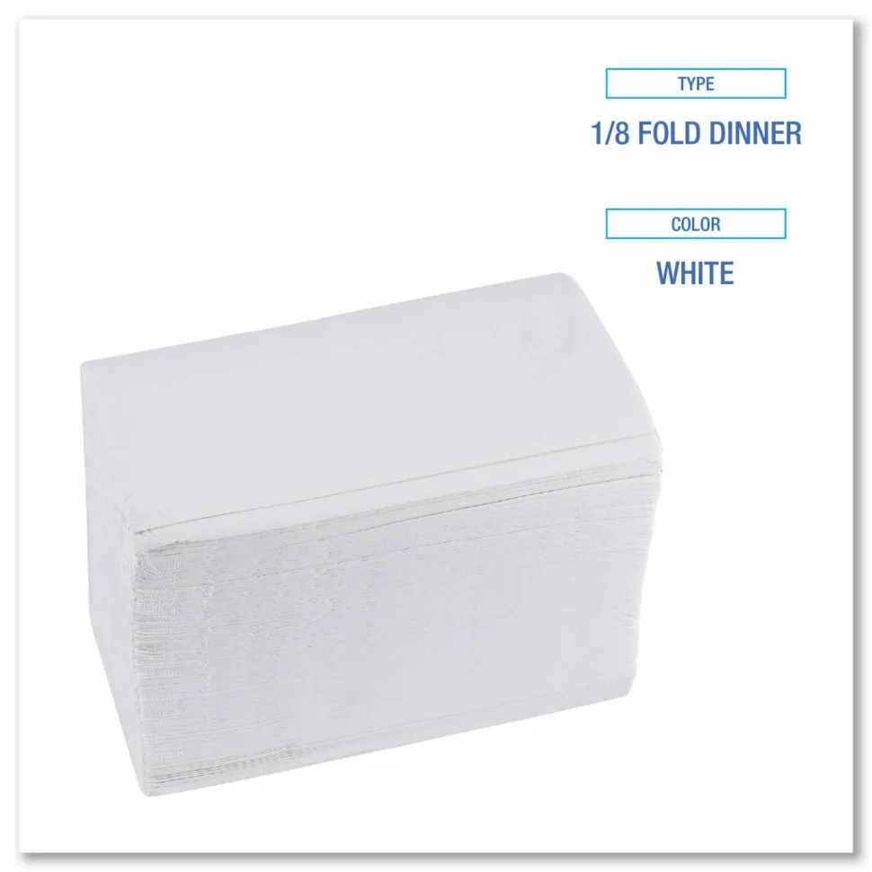 Boardwalk 1/8-Fold Dinner Napkins, 2-Ply, 15 x 17, White, 150/Pack, 20 Packs/Carton