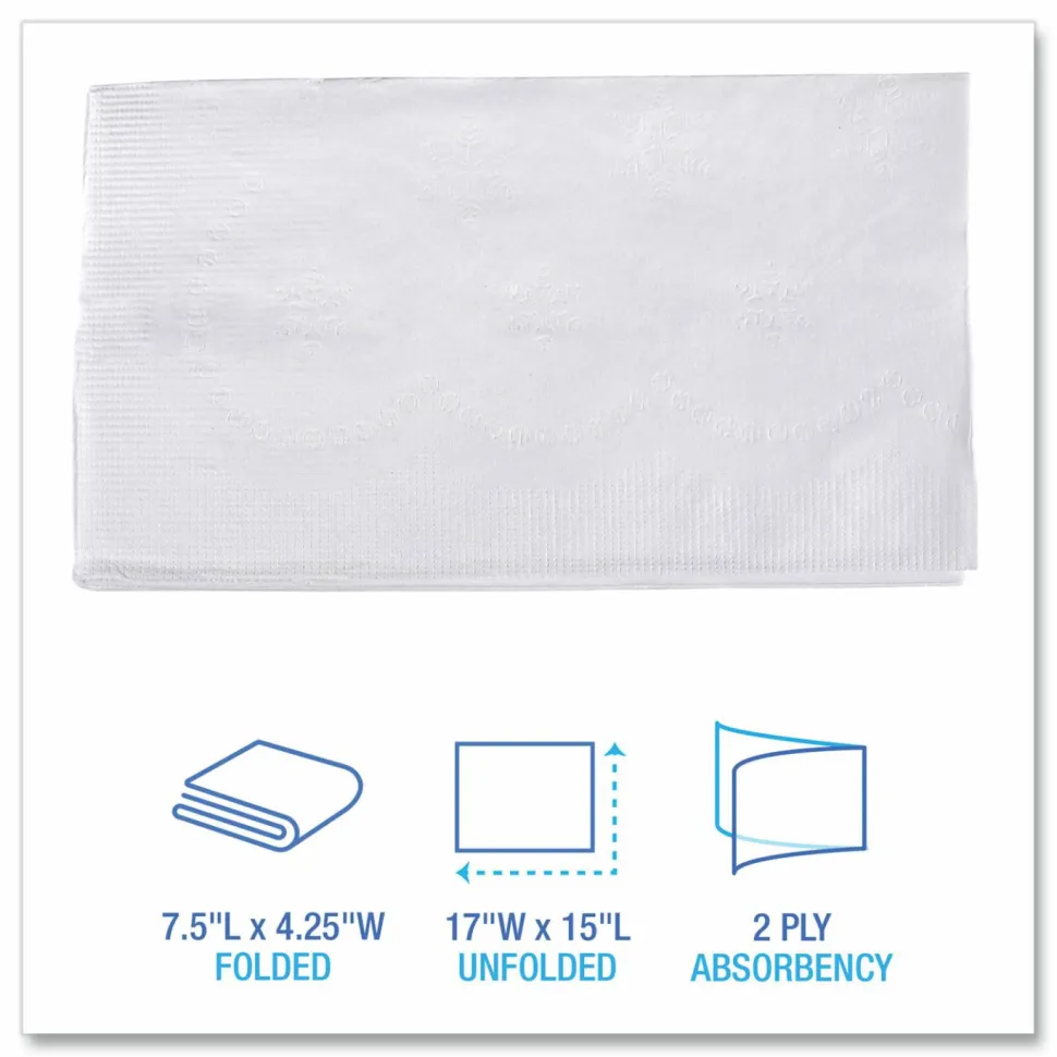 Boardwalk 1/8-Fold Dinner Napkins, 2-Ply, 15 x 17, White, 150/Pack, 20 Packs/Carton