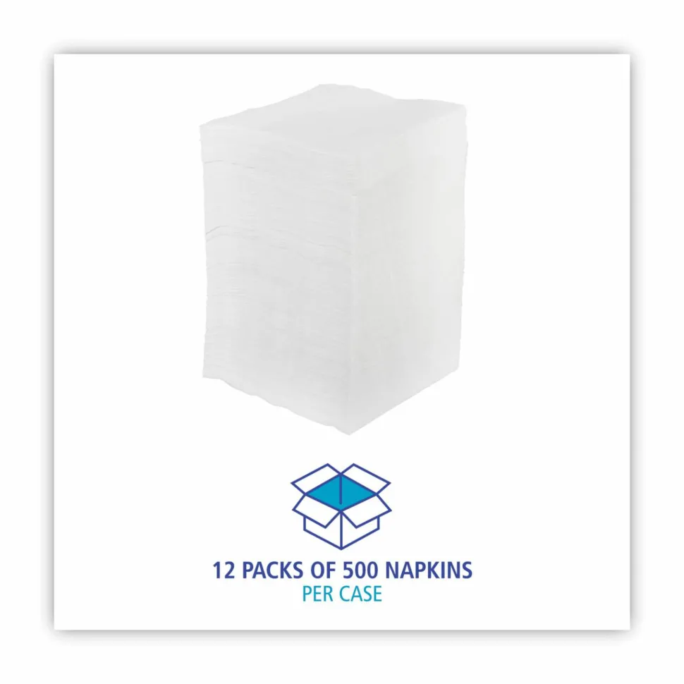 Boardwalk 1/4-Fold Lunch Napkins, 1-Ply, 11.8 x 11.2, White, 6,000/Carton