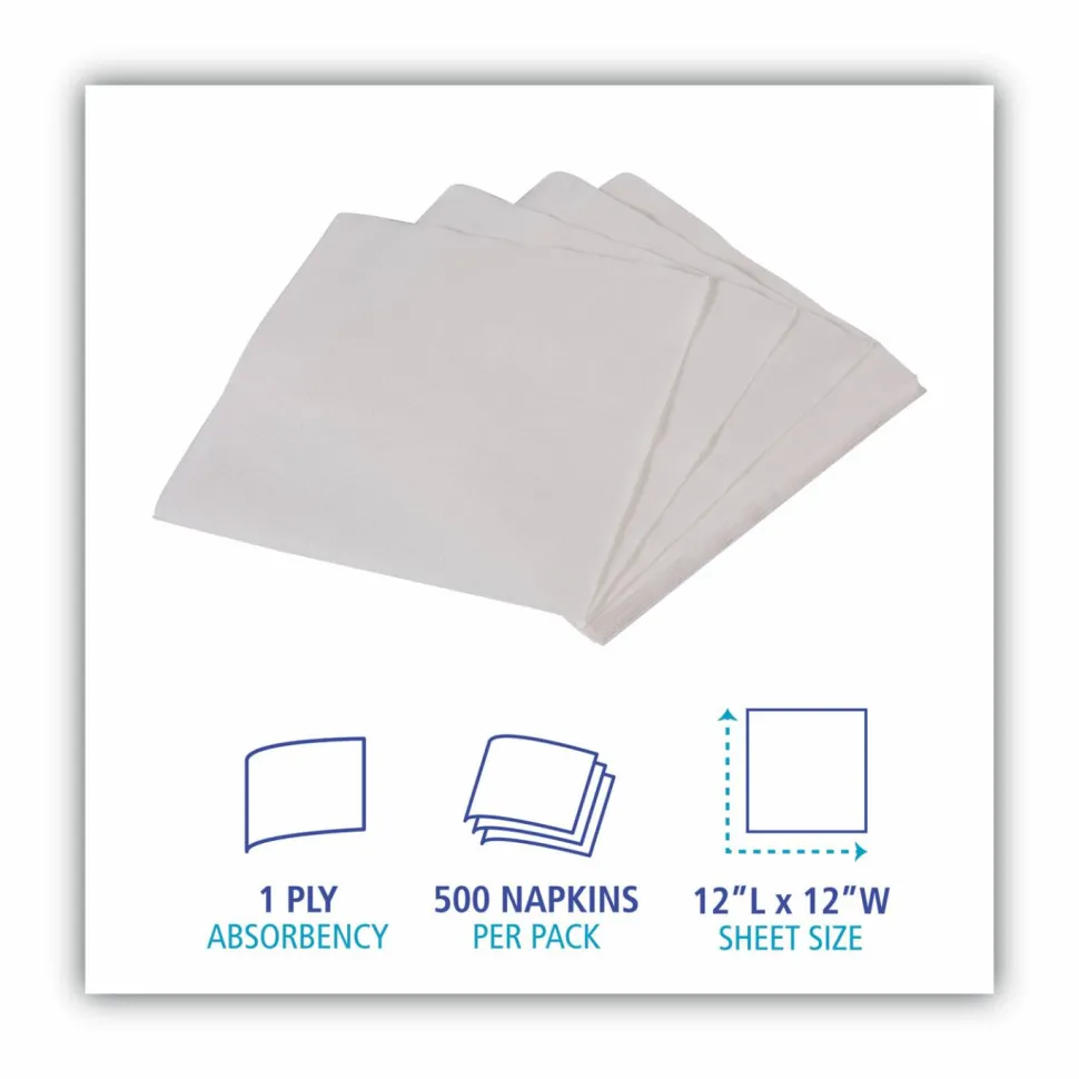 Boardwalk 1/4-Fold Lunch Napkins, 1-Ply, 11.8 x 11.2, White, 6,000/Carton