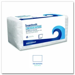 Boardwalk 1/4-Fold Lunch Napkins, 1-Ply, 12 x 12, White, 500/Pack