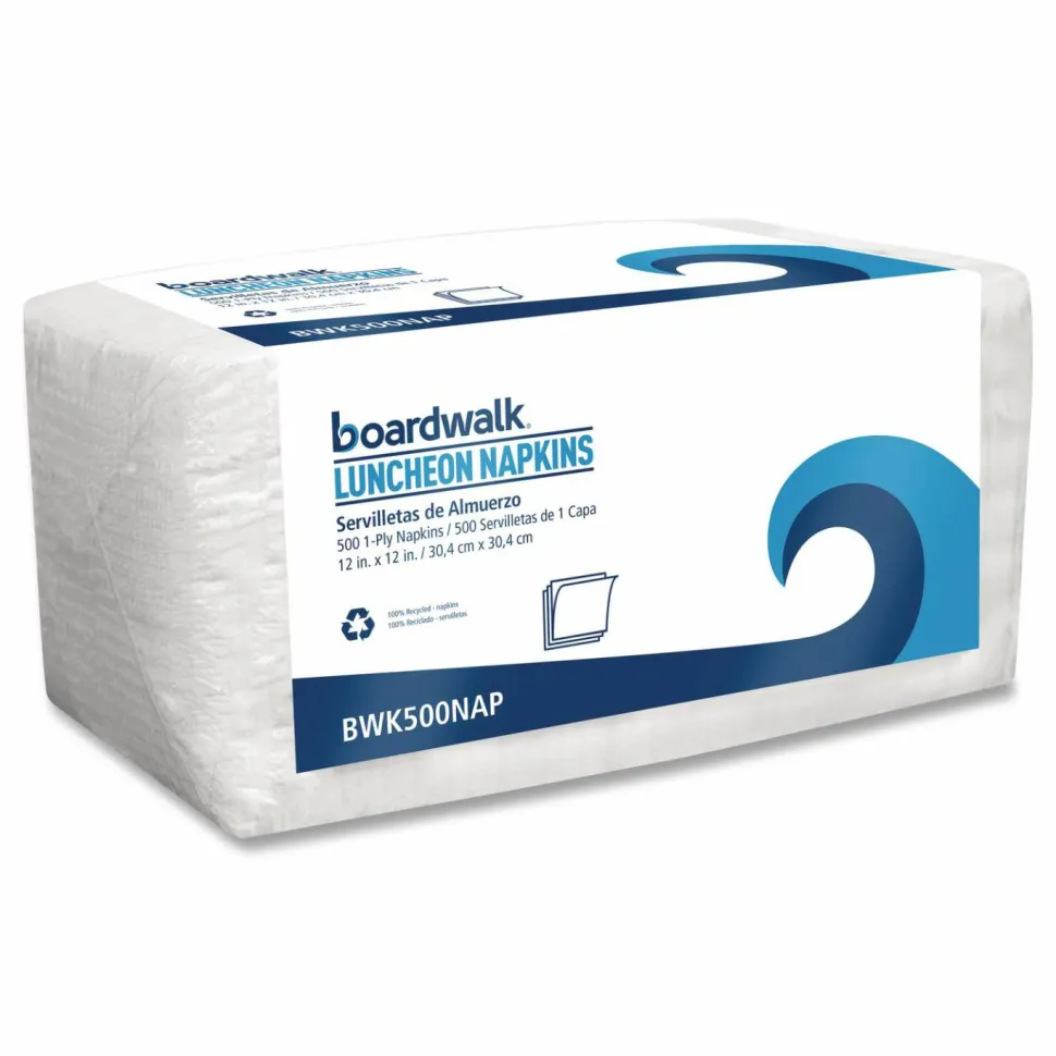 Boardwalk 1/4-Fold Lunch Napkins, 1-Ply, 12 x 12, White, 500/Pack