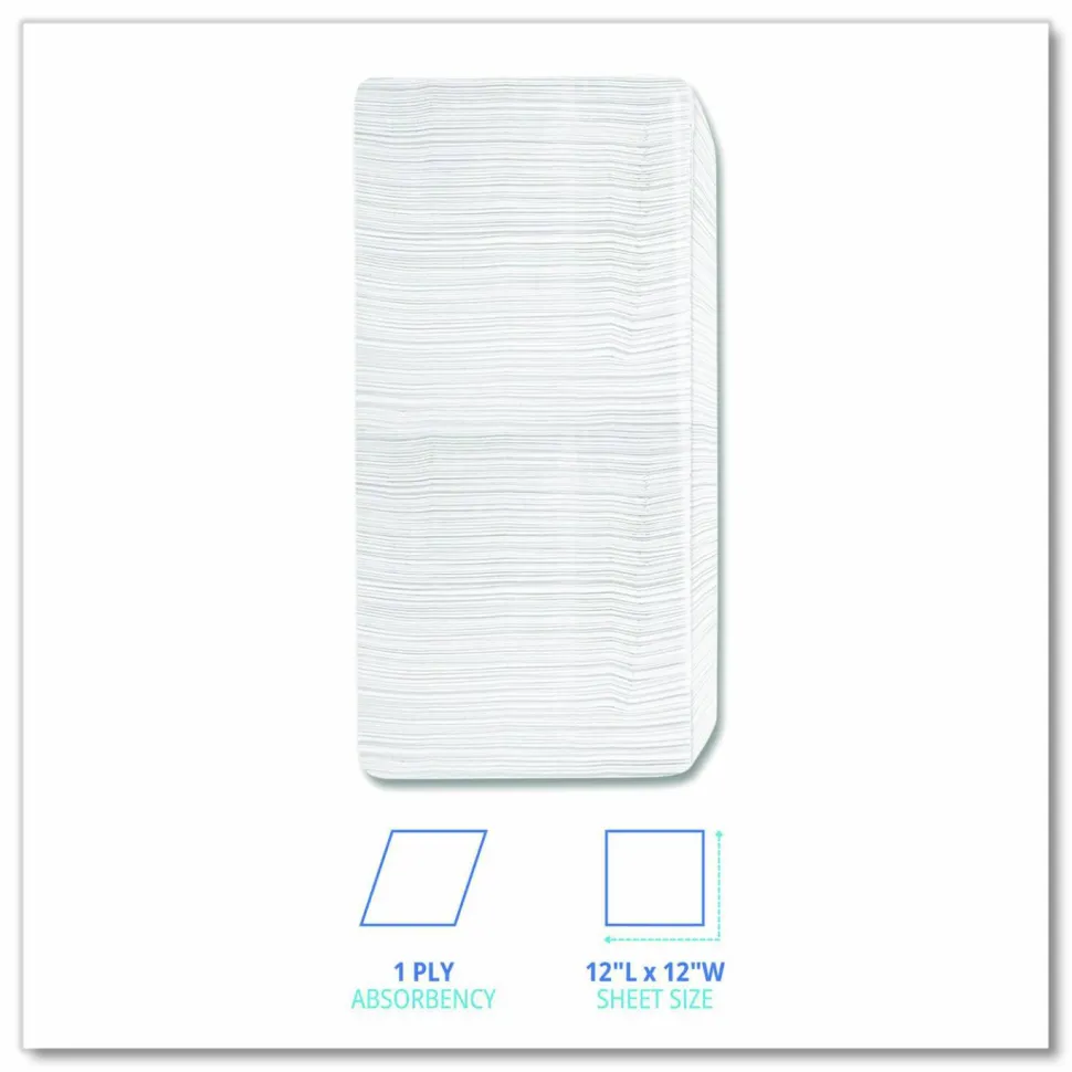 Boardwalk 1/4-Fold Lunch Napkins, 1-Ply, 12 x 12, White, 500/Pack