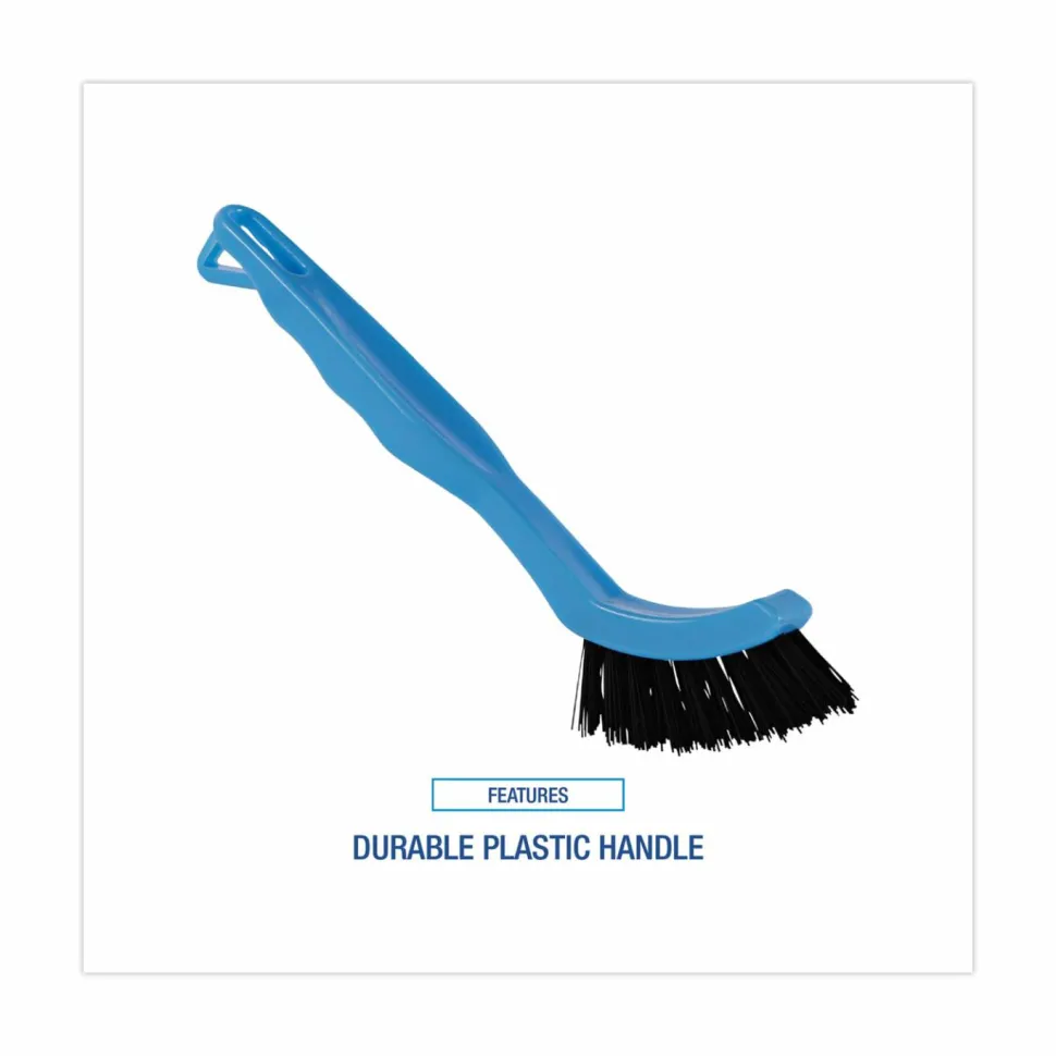 Boardwalk Grout Brush, Black Nylon Bristles, 8.13" Blue Plastic Handle